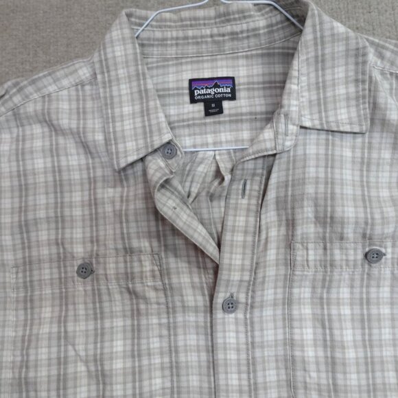 Patagonia Shirt Medium Gray Organic Cotton Flannel - Picture 1 of 9